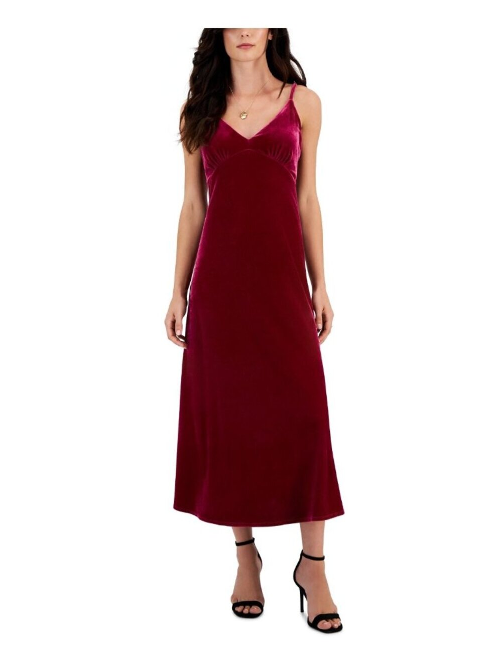 Taylor Womens Spaghetti-Strap Ruched Tea Length Shift Dress Purple Size 12 NWT